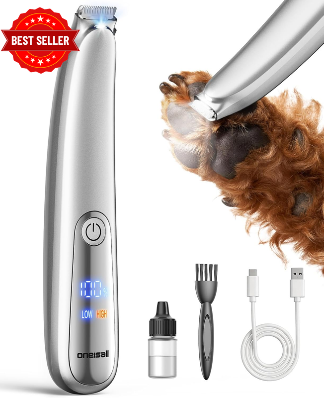 Dog Paw Trimmer with 2-Speed, up to 6500RPM Curved Blade 35Db Low-Noise Sensitiv