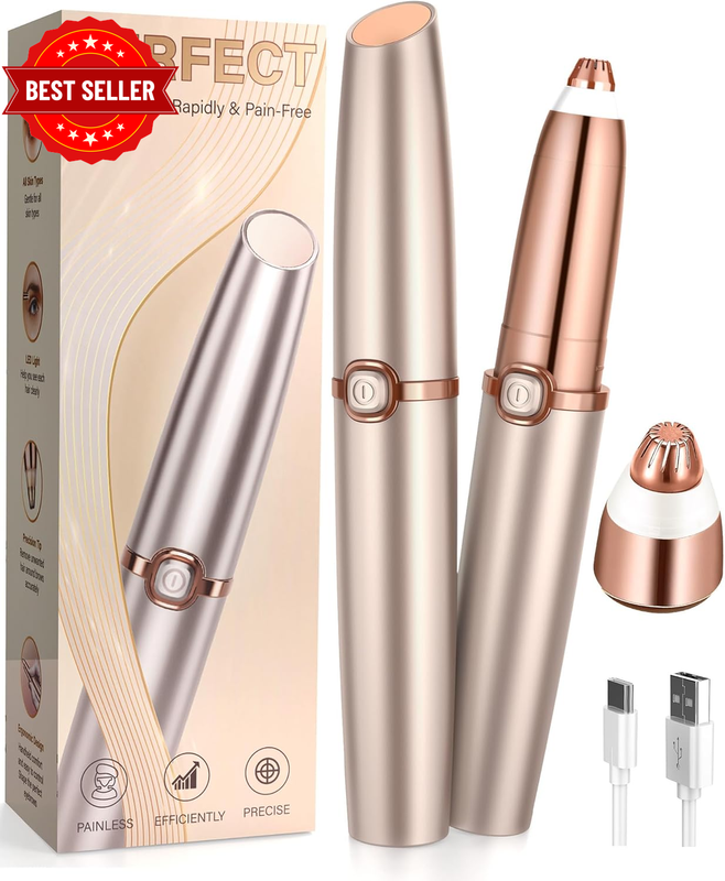 Rechargeable Eyebrow Trimmer for Women: Painless Eyebrow Razor/Facial Hair Remov