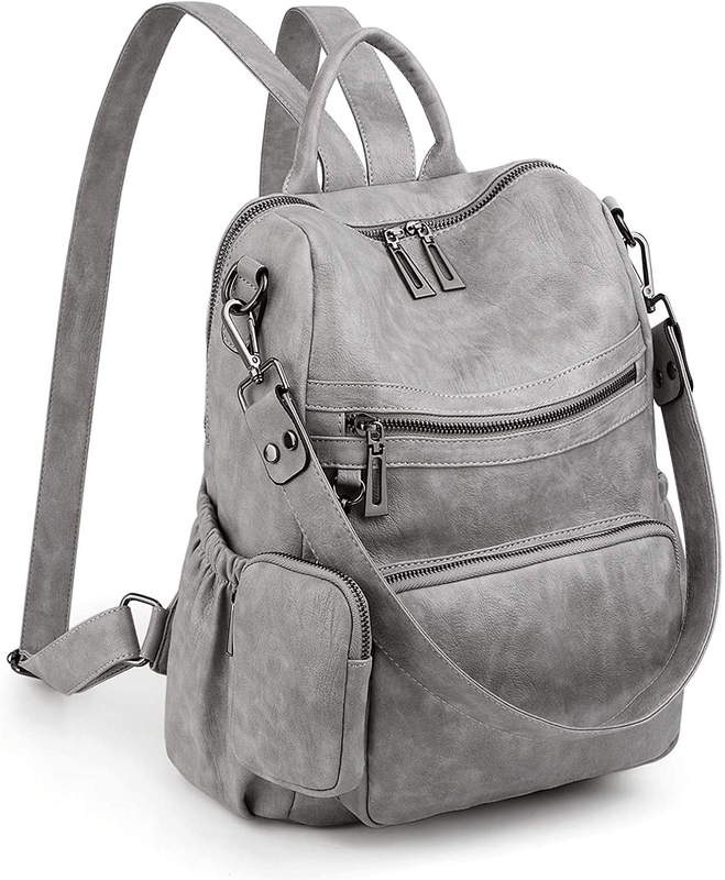 UTO Women Backpack Purse Leather Vegan Convertible Ladies Rucksack Zipper Pocket