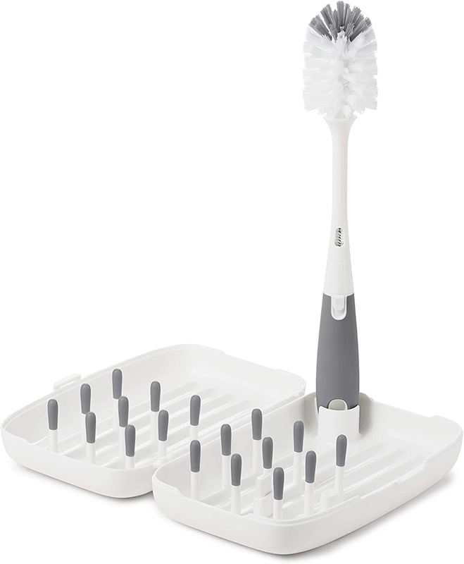 Compact Travel Drying Rack with Bottle Brush - Gray