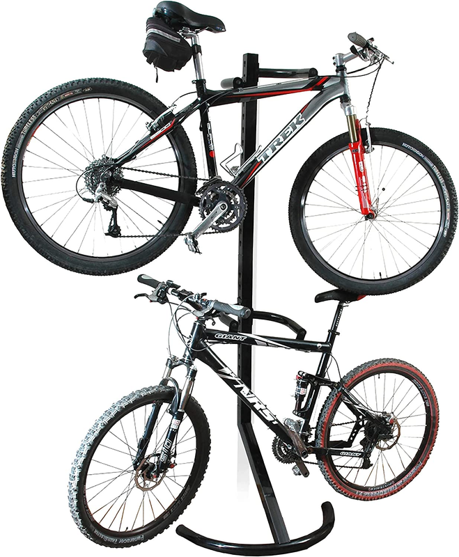 Black Pro Tower 2 Bike Rack Standing Bicycle Indoor Storage Garage Heavy Duty