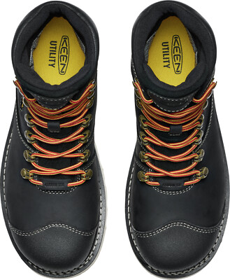 Pre-owned Keen Utility Mens Cincinnati 90 Deg 6in Wp Ct Black/sandshell Leather Work Boots