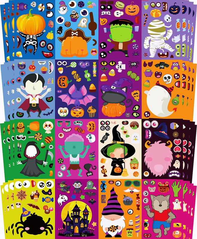 64 Sheets Halloween Stickers for Kids, Halloween Crafts DIY Stickers