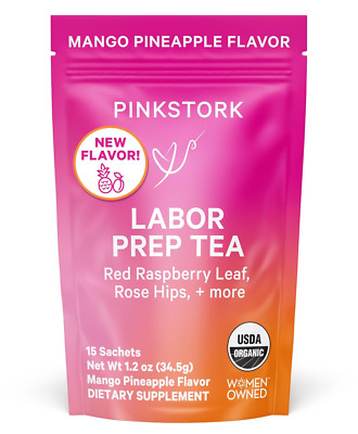 Organic Red Raspberry Leaf Labor Prep Tea - Mango-Pineapple with Nettle, and Mor