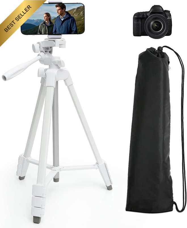 Camera Tripod for Canon Nikon, 135Cm Smartphone Tripod Stand with Phone Holder M
