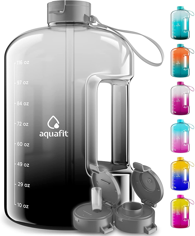AQUAFIT 1 Gallon Water Bottle with Straw Motivational Water Bottle Big Water Bot