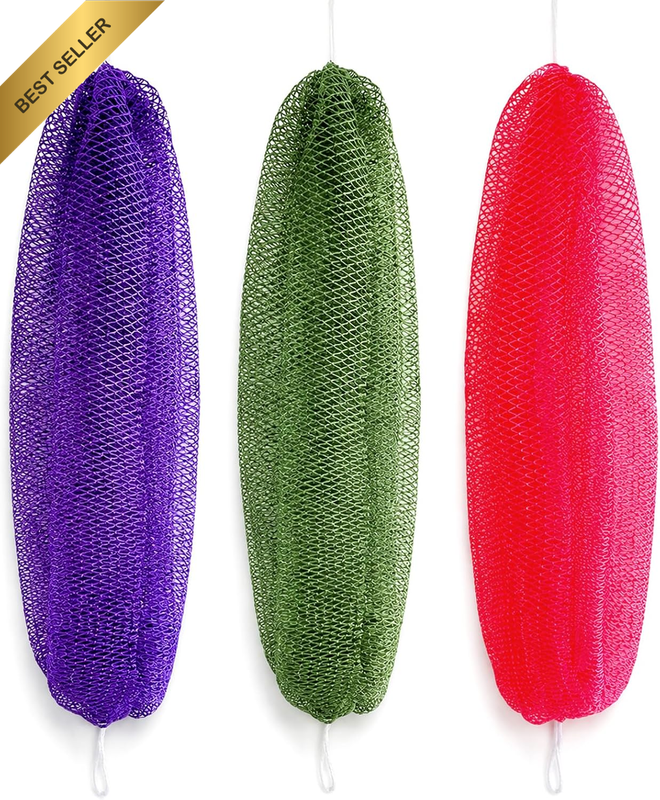 3 Pack African Net Sponge - Stretchy Exfoliating Back & Body Scrubber