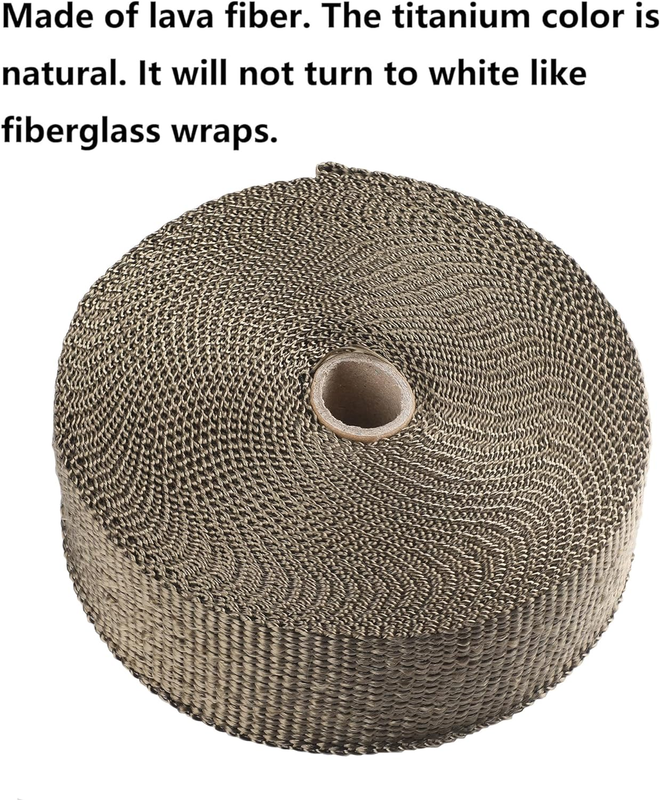 Titanium Wrap 2 Inch x 50 Feet Exhaust Header Heat Wrap Kit with 10pcs 11.8 Inch