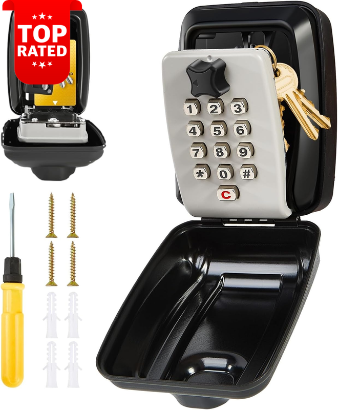 Wall Mounted Key Safe Waterproof High Security Lock Box Outdoor Home Garage