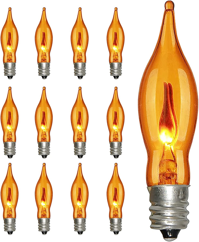 Orange Flicker Flame Light Bulbs, Christmas Clear Orange Flame Replacement Bulbs