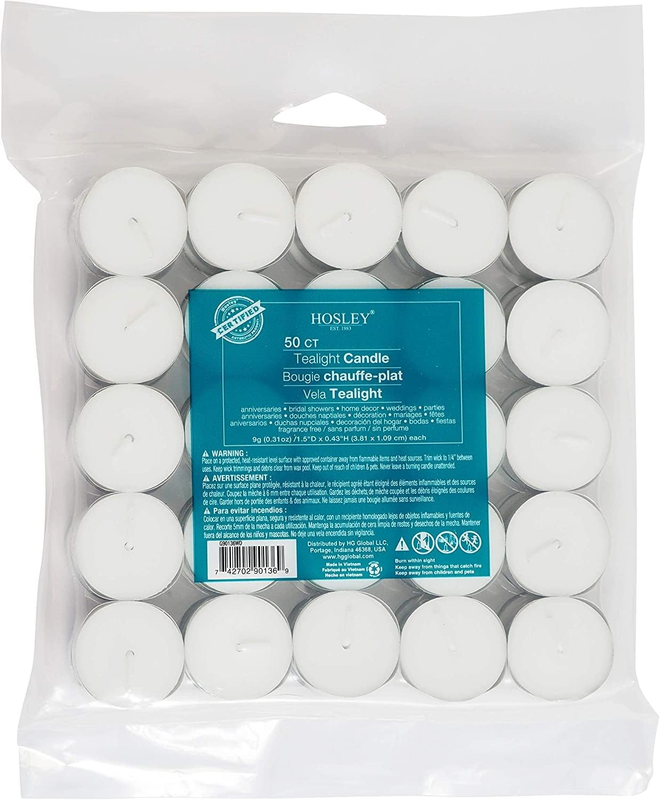 Unscented Tea Lights Candles in Bulk | 400 White Long Lasting Tea Light Candles