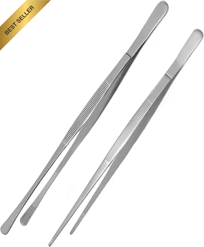 BBQ Tongs Kitchen Tweezers 30 CM Stainless Steel Tongs Metal Tongs with Serrated