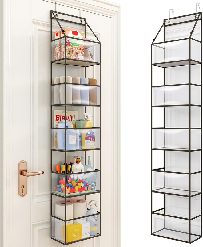 Over Door Organizer Hanging Storage 5 Shelf Clear Pockets Pantry Closet