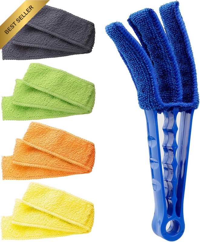 Window Blind Cleaner Duster Brush with 5 Microfiber Sleeves - Blind Cleaner Tool