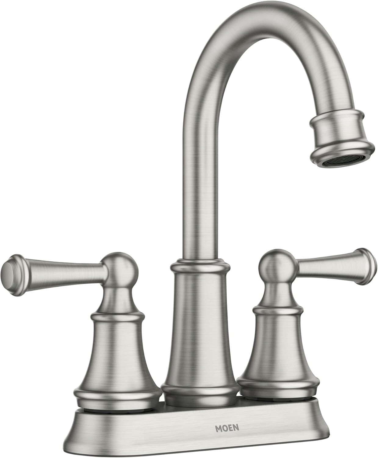 Moen Brecklyn 84162SRN 4 in. Centerset 2-Handle Bathroom Faucet in Spot Resist