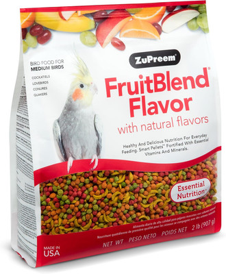 Fruitblend Bird Pellets, Daily Bird Food for Cockatiel, Lovebird, Quaker, Small 