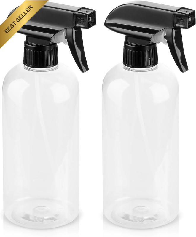 Plastic Spray Bottles, 2 Pack, Clear, Empty, 16Oz 500Ml, for Hair, Cleaning, Pla