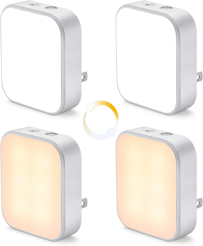 Plug-in LED Night Light, 4 Pack Adjustment Lighting White Night Lights, Dusk to
