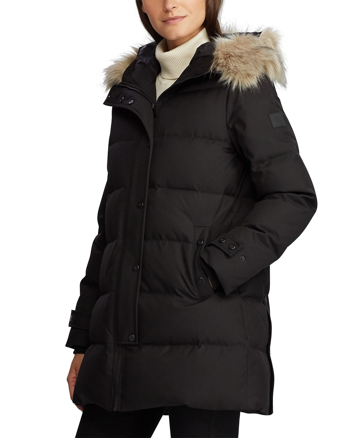 lauren ralph lauren quilted faux fur hooded coat