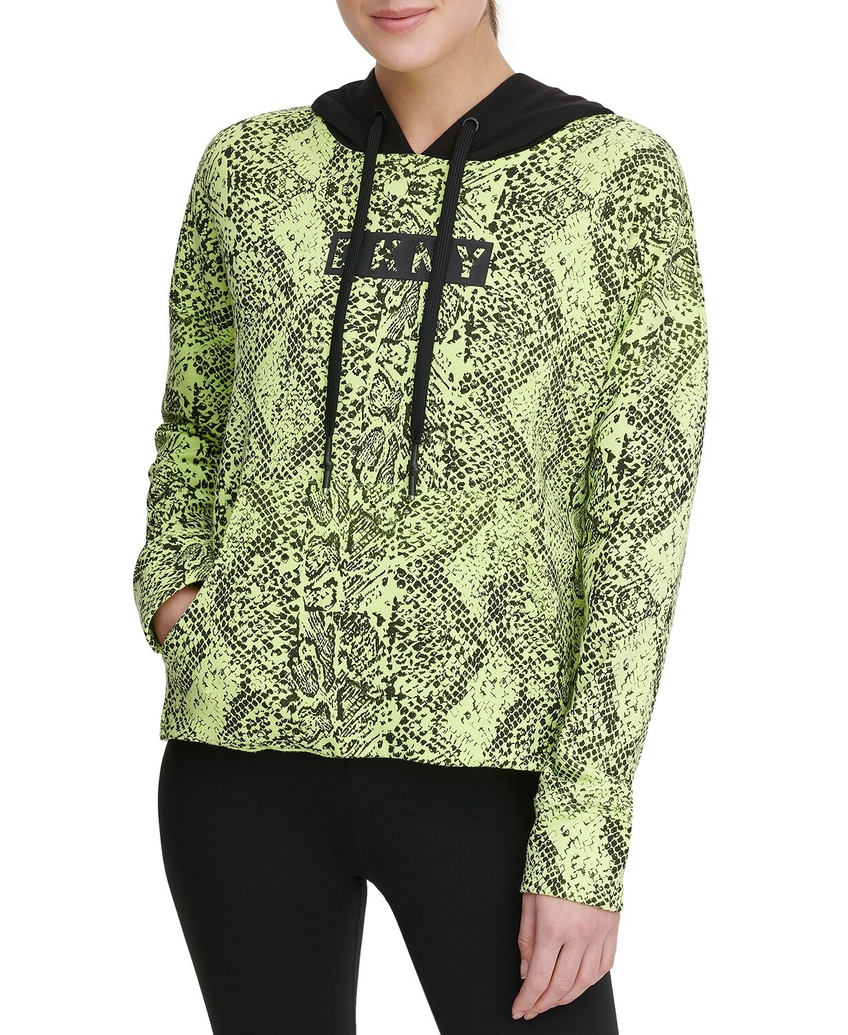 Dkny Women 247182 Sport Snake-Print Hoodie Size Medium