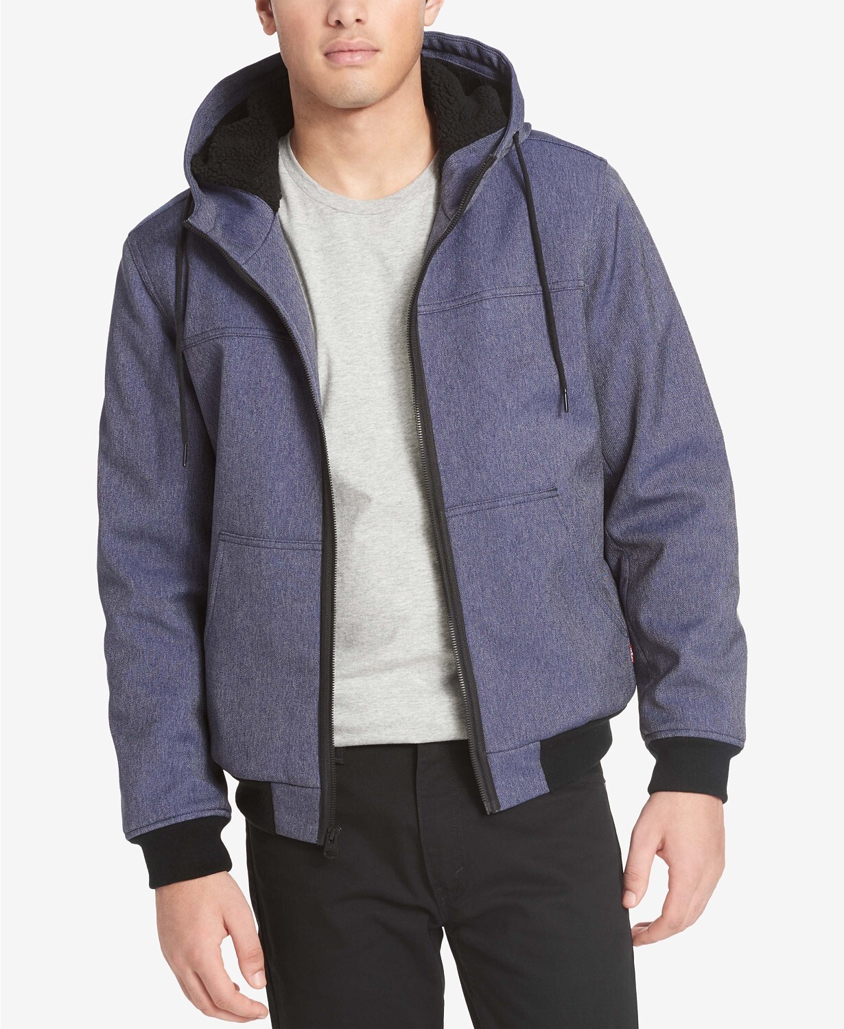 Levi's 267208 Men's Soft Shell Jacket with Fleece-Lined Hood Blue Size 2X-Large