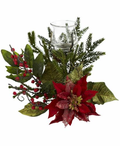 Nearly Natural 4951 Poinsettia Candelabrum, Green MSRP $116