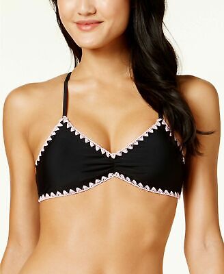 Hula Honey Juniors Shell Stitch Bralette Bikini Top Size S black/pink