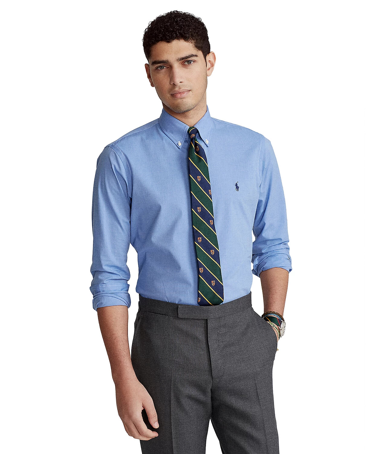 Polo Ralph Lauren Classic-Fit Checked Poplin Shirt ,XL,BLUE