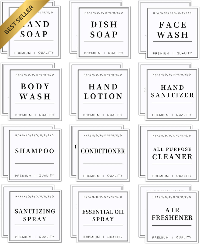24 PCS White Waterproof Labels for Bottles, Shampoo and Conditioner Dispenser La