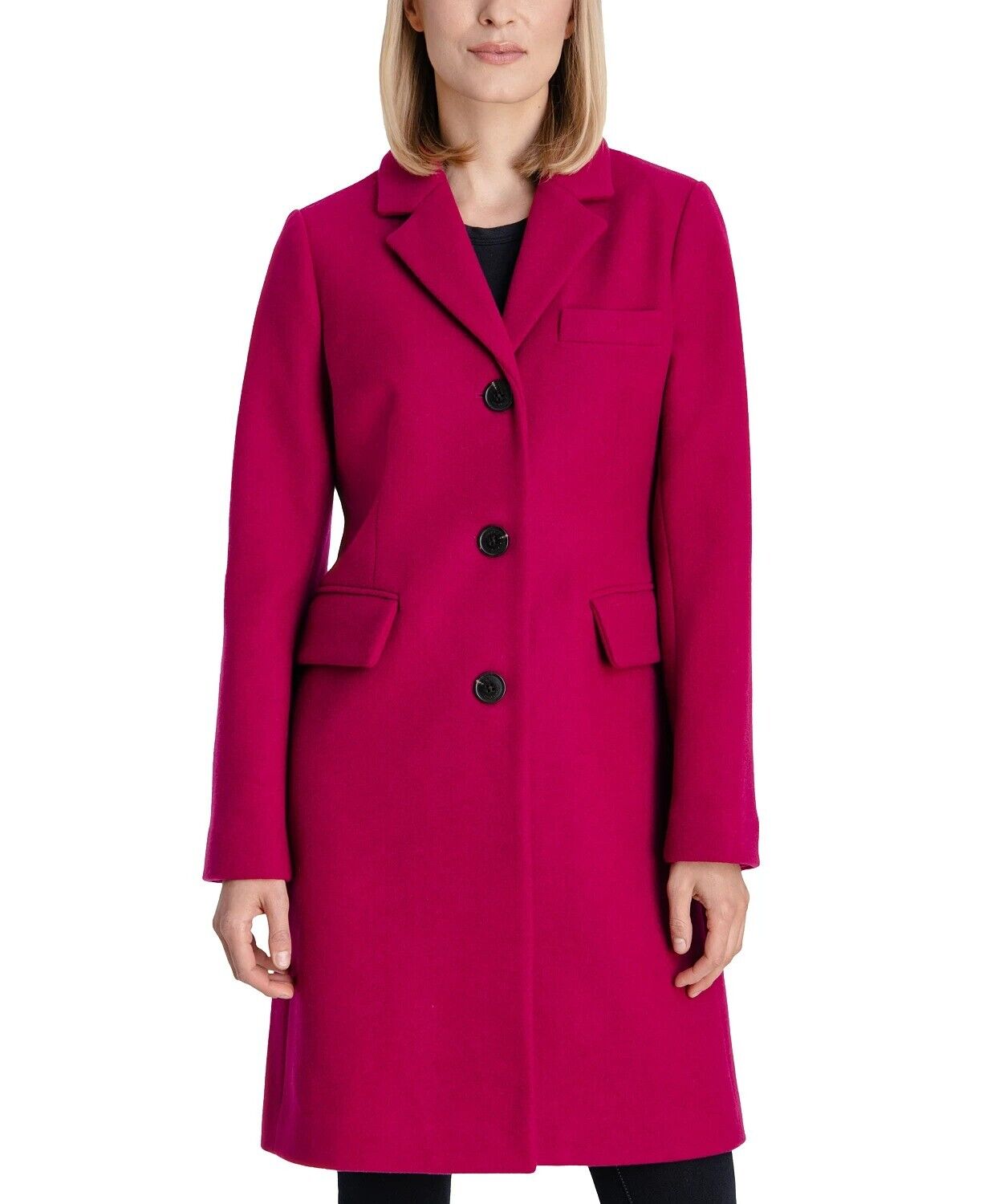 Michael Kors WoolBlend Walker Magenta Coat Single Breast Plus Size 0X Michael Kors WoolBlend Walker Magenta Coat Single Breast Plus Size 0X
