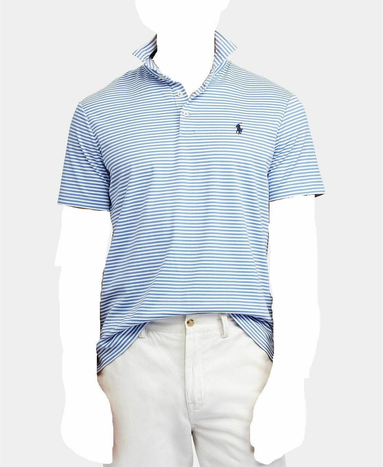 Polo Ralph Lauren Mens Blue/ White Stripe Short Sleeve Pony