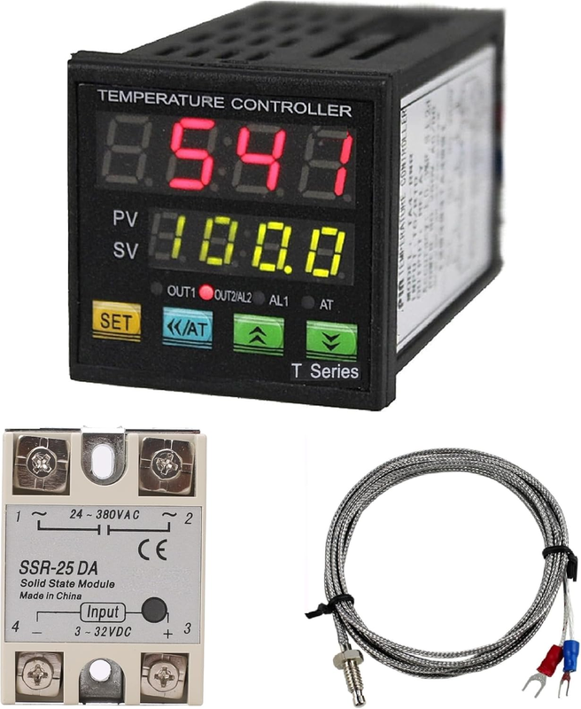 PID Temperature Controller 100-240V K Thermocouple 25A SSR for Automation