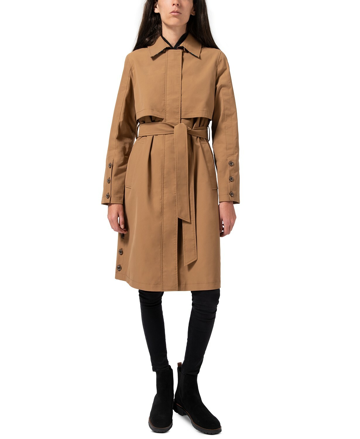 

Водоотталкивающий плащ Sam Edelman  X-Small | С капюшоном и поясом НОВИНКА, Коричневый, Sam Edelman Trench