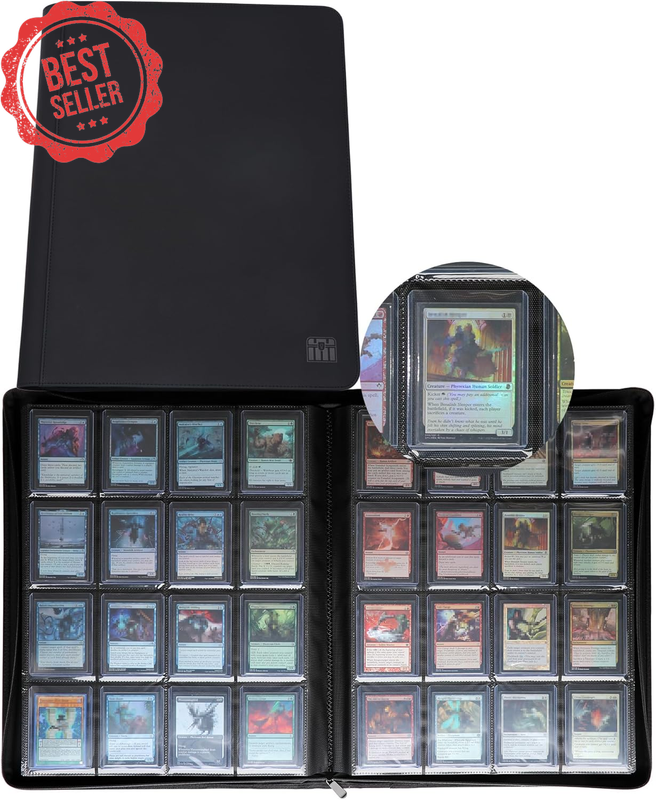 16 Pocket Toploader Binder Holds 640 Cards w/ Sleeves for 3"x4" Top Loaders