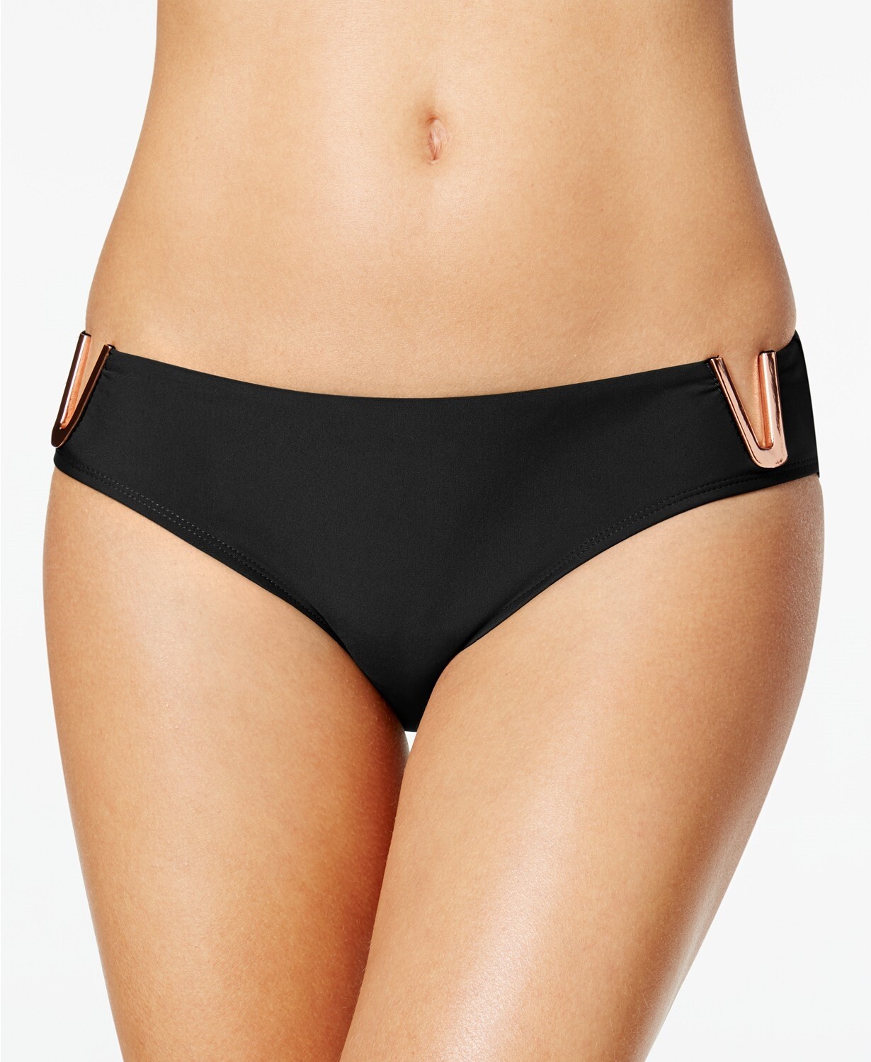 Rachel Roy Women's Black Hardware Hipster Bikini Bottom Swimsuit Separates Sz XS