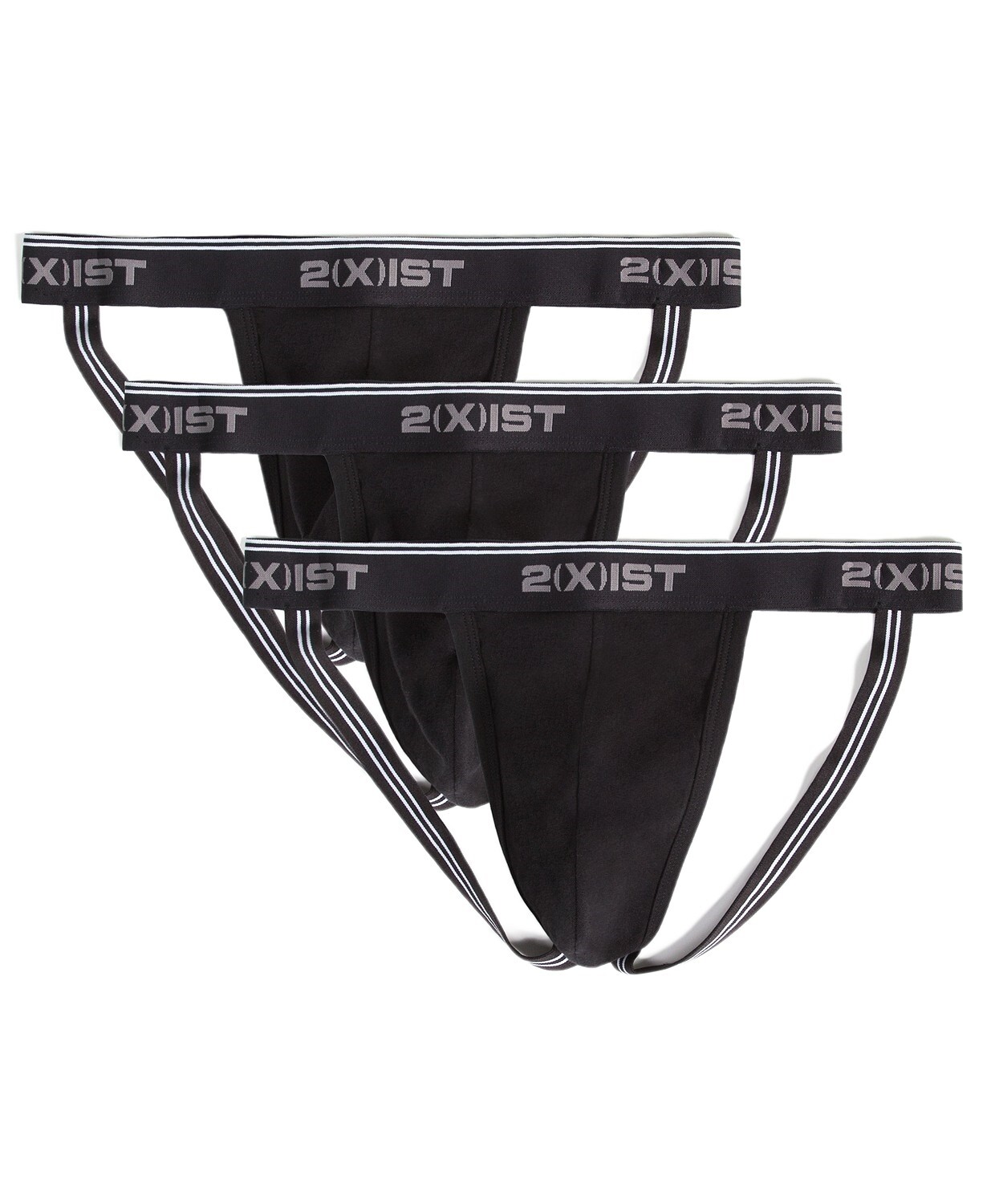 2(x)ist 263134 Men's Cotton Stretch Jock Strap 3-Pack Black Size Small
