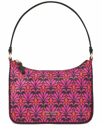 Kate Spade Little Better Sam Shoulder Bag Pink Floral Brocade Small Zip Nylon