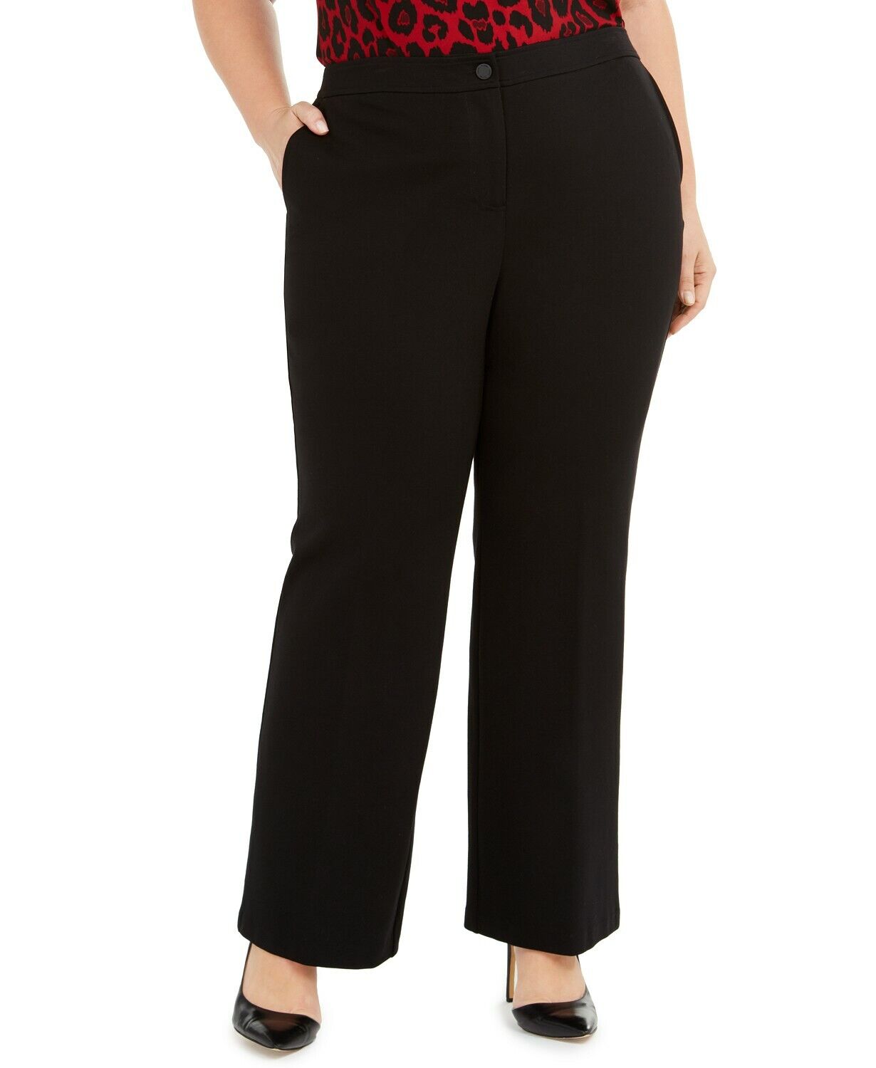 Anne Klein Plus Size Mid-Rise Flat-Front Pants MSRP $99 Size 22W # TR ...