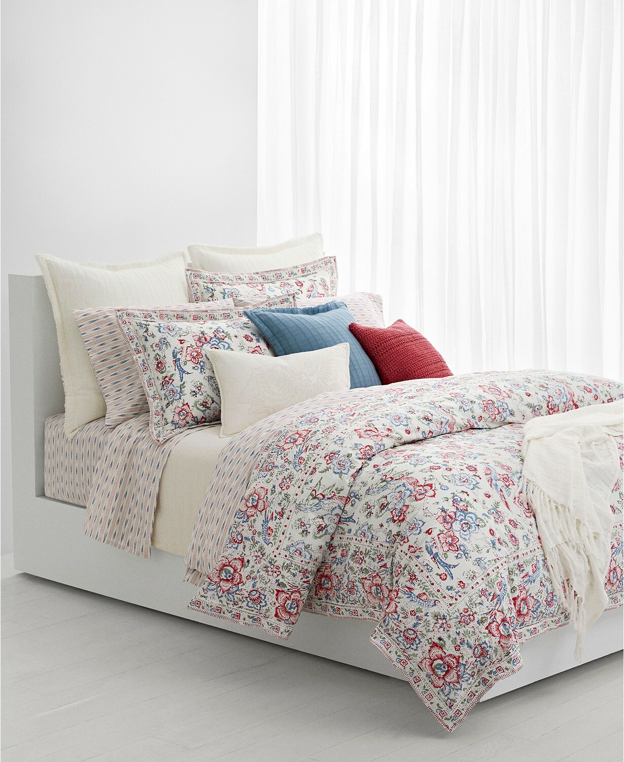 RALPH LAUREN Lucie Red Floral 3PC FULL/QUEEN Comforter