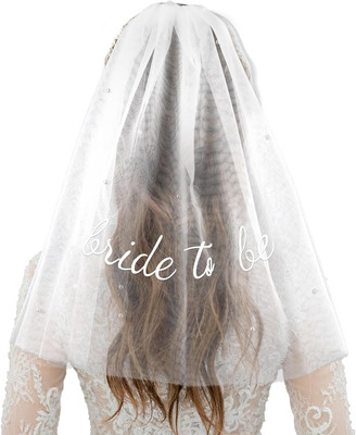 2 Tier Bride to Be Hair Veil Bachelorette Party Bridal Shower Supply Tulle Engag
