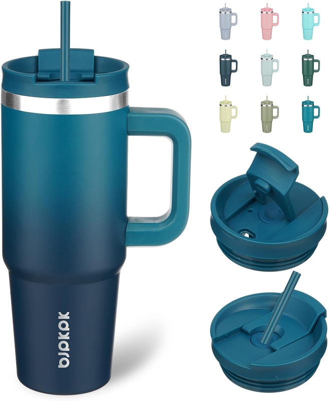 Tumbler with Handle and Straw 30Oz Insulated Tumbler Cups with Lid Stainless Ste
