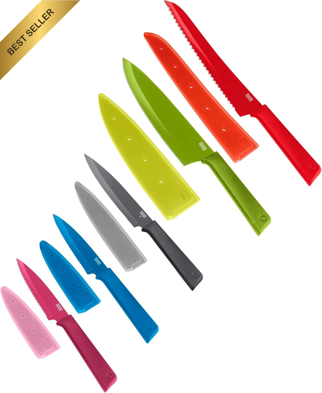 5-Piece Everyday Knife Set, Multicolour, Red, Green, Grey, Blue & Fuchsia Colori