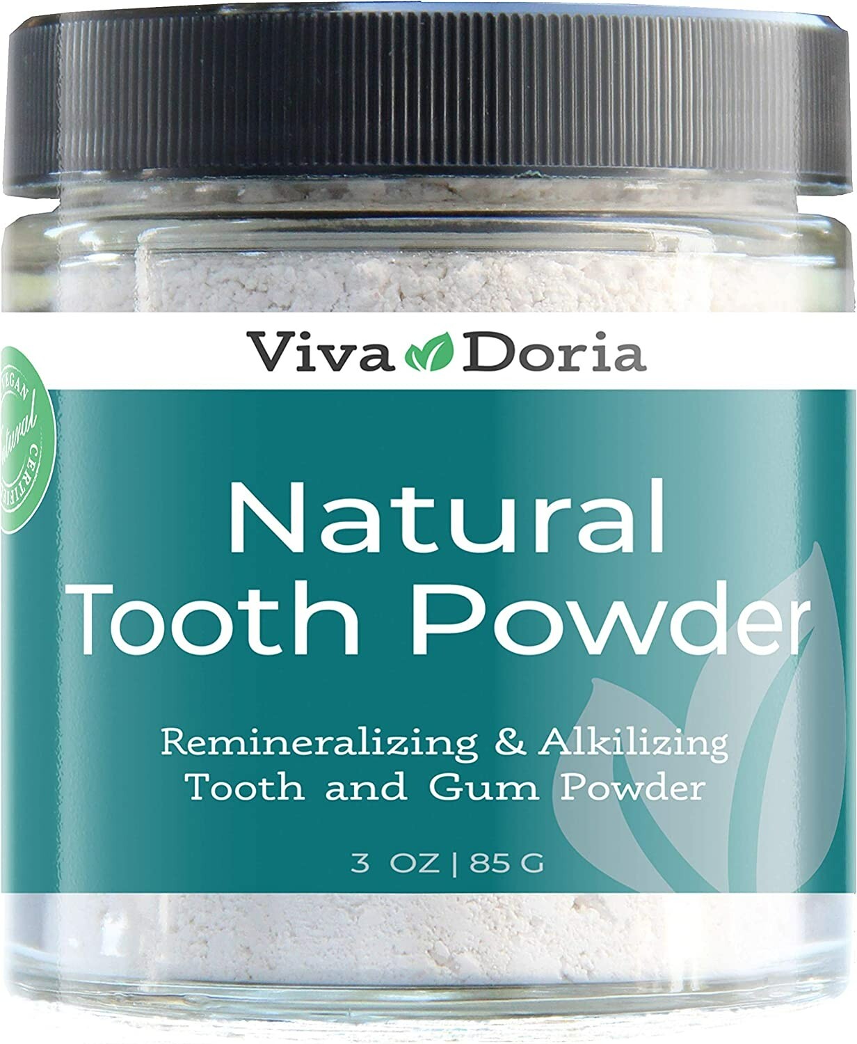 Viva Doria Natural Tooth Powder, Remineralizing Tooth Powder, 3 oz Glass Jar