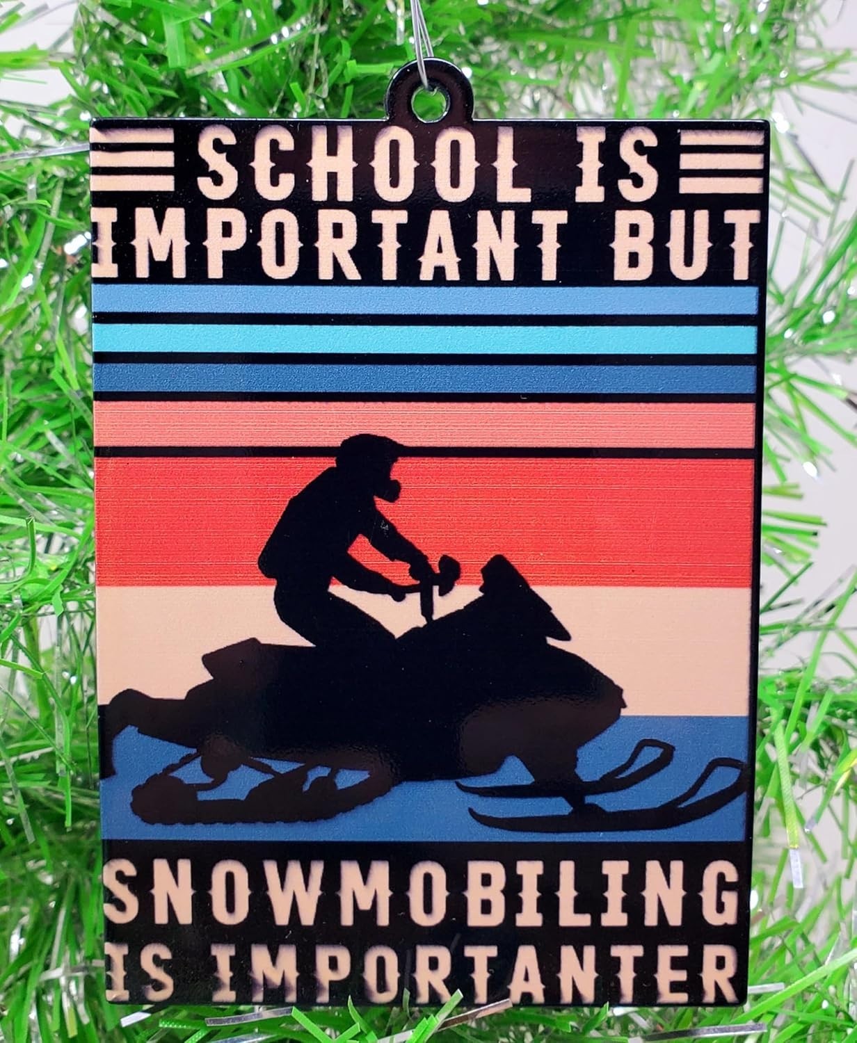 SNOWMOBILE ORNAMENT- School is Important But Snowmobiling is Importanter