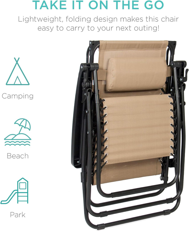 Folding Zero Gravity Outdoor Recliner Patio Lounge Chair Adjustable Canopy Shade