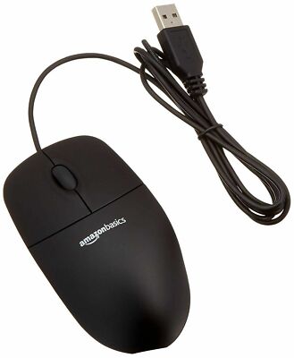 one NEW Amazon Basics USB 3-Button Wired Computer Mouse BLACK -great price-