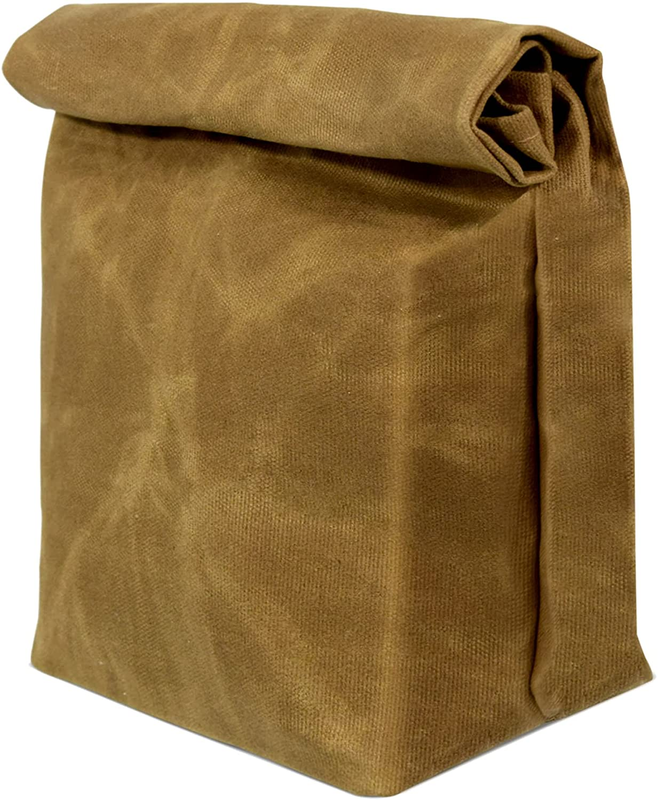 Canvas Lunch Bag - Small Designer Lunch Tote for Men & Women, Trendy Vintage Wax