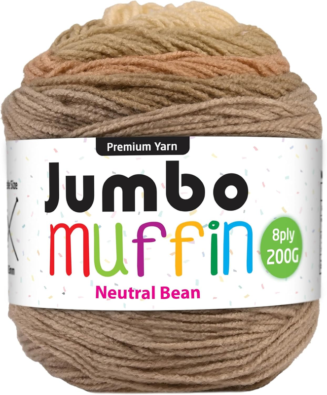 Jumbo Muffin 8-Ply Premium Knitting Yarn 200 G, Neutral Bean