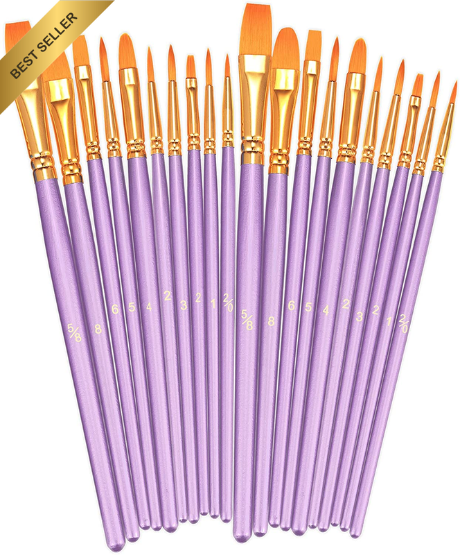 Paint Brushes Set, 2 Pack 20 Pcs round Pointed Tip Paintbrushes Nylon Hair Artis