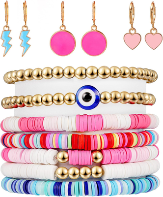Colorful Bracelets Pack Stretch Stackable Beaded Friendship